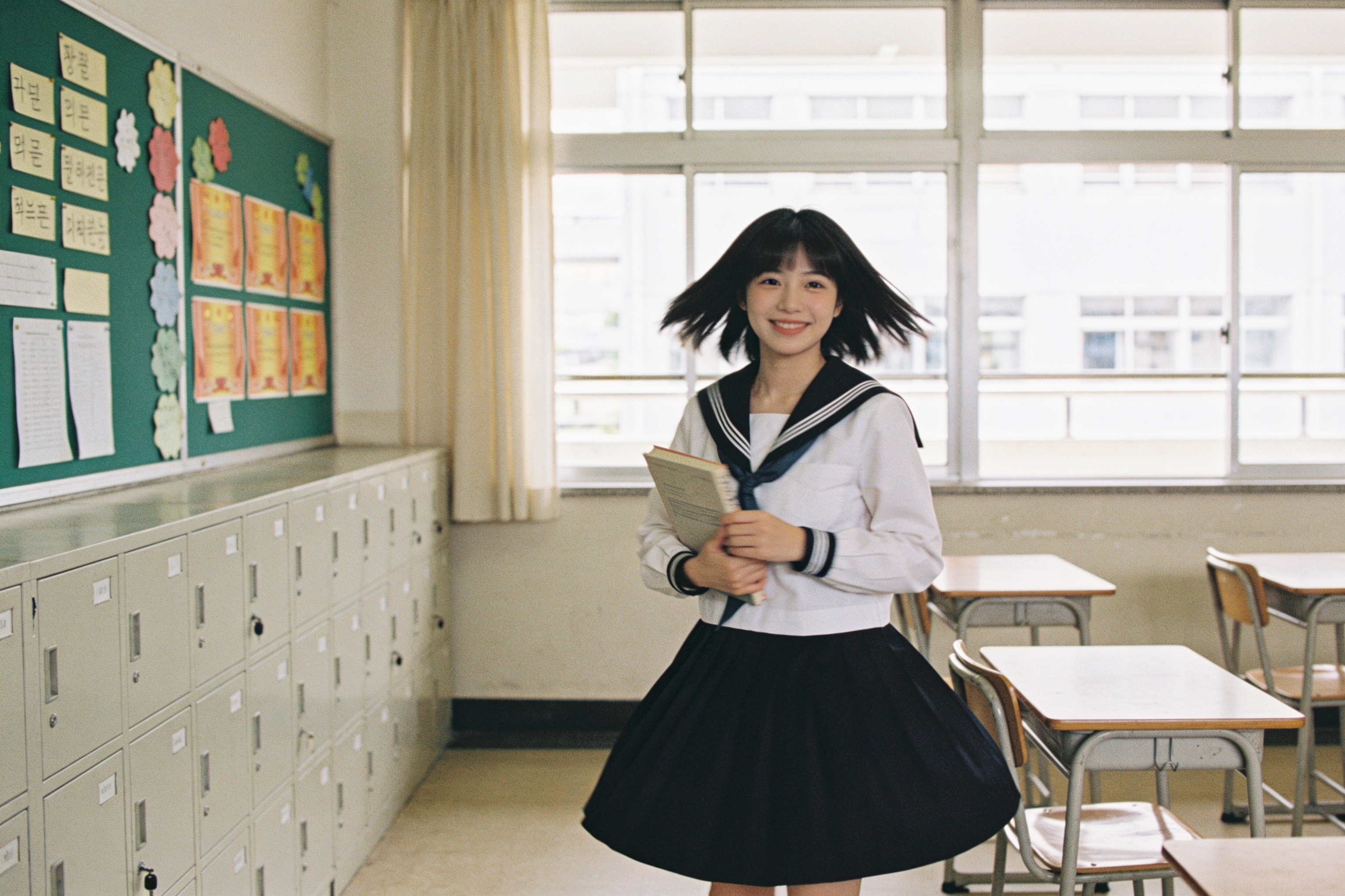 琴琴角色剧照，青少年女生在校园环境